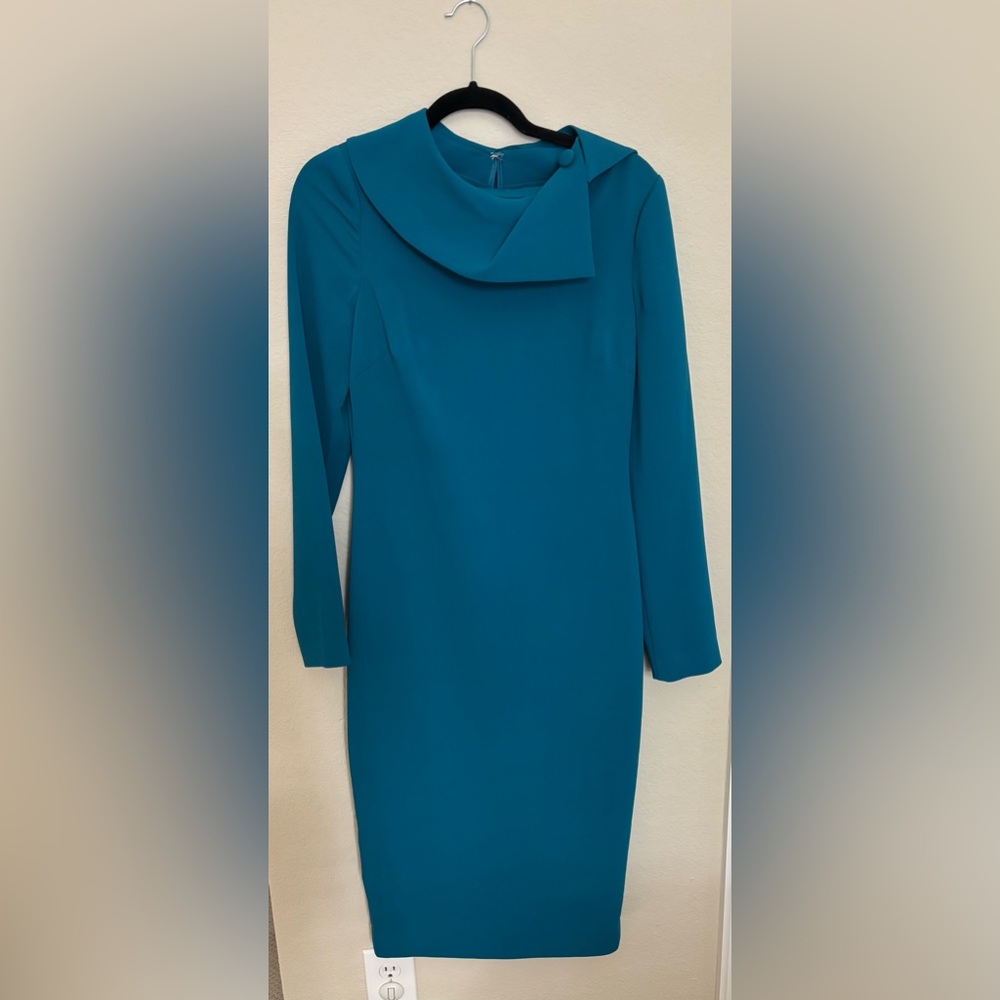 NWT Badgley Mischka Teal Long Sleeve Dress